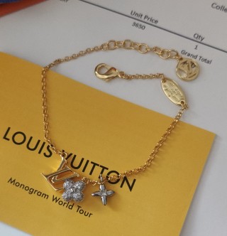 Louis Vuitton Gram Monogram Floral Zirconia Bracelet Gold view 7