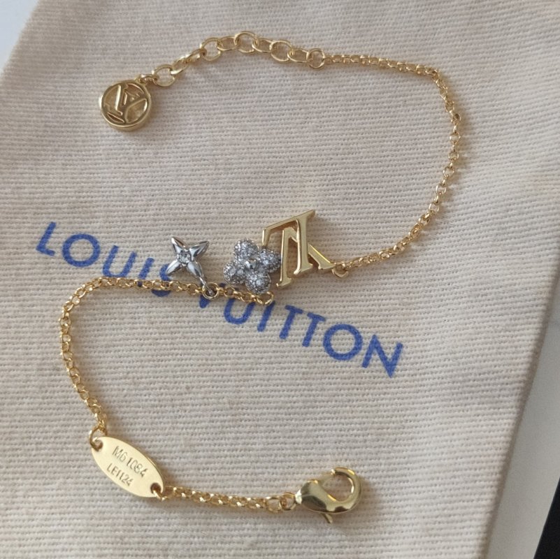 Louis Vuitton Gram Monogram Floral Zirconia Bracelet Gold view