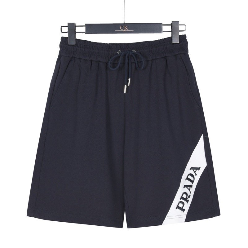 Prada Black Shorts with White Logo Stripe view