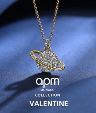 APM Monaco Gold Planet Crystal Pendant Necklace