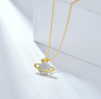 APM Monaco Gold Planet Crystal Pendant Necklace view 5
