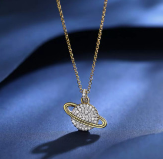 APM Monaco Gold Planet Crystal Pendant Necklace view 6