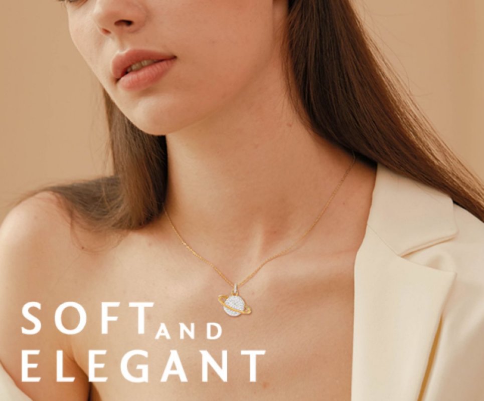 APM Monaco Gold Planet Crystal Pendant Necklace view