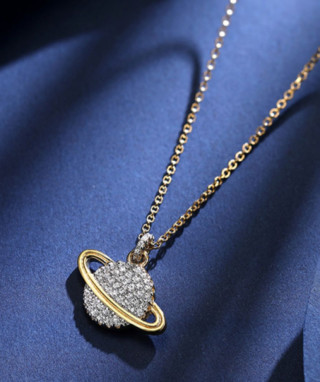 APM Monaco Gold Planet Crystal Pendant Necklace view 8