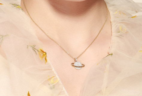 APM Monaco Gold Planet Crystal Pendant Necklace view 9