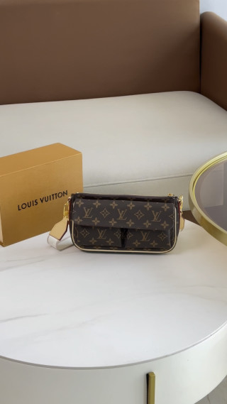 Louis Vuitton Monogram Canvas Shoulder Bag Brown