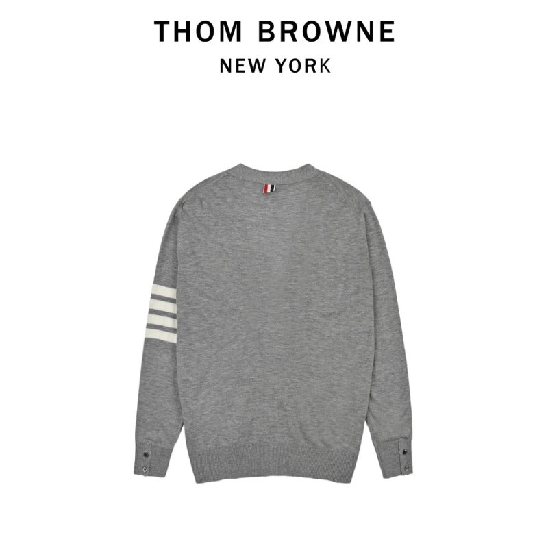 Grey Knit Cardigan with Stripe Detail and Contrast Collar view