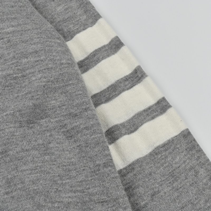 Grey Knit Cardigan with Stripe Detail and Contrast Collar view