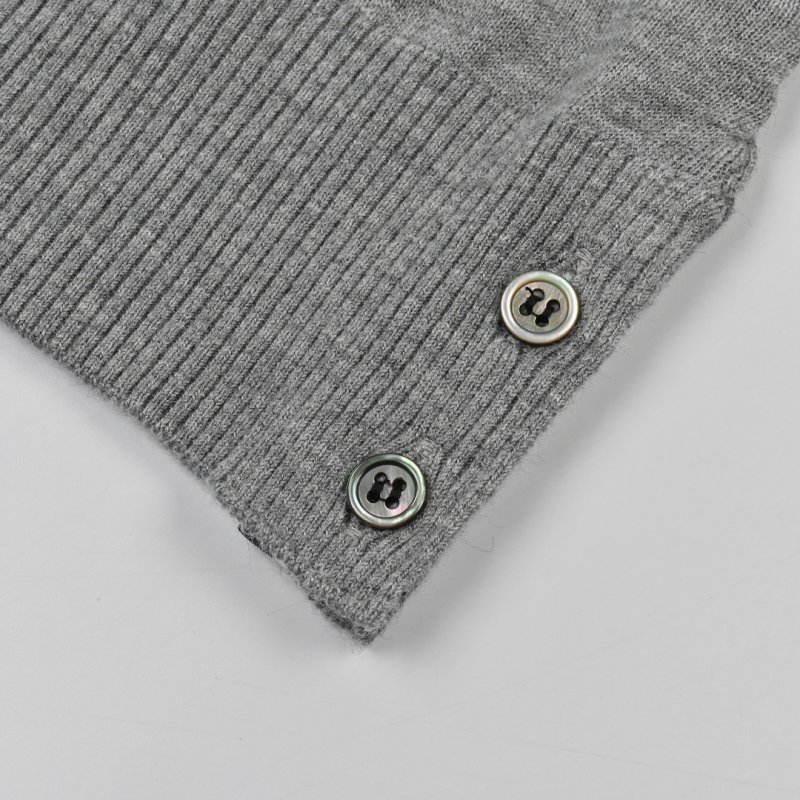 Grey Knit Cardigan with Stripe Detail and Contrast Collar view