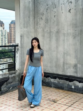 Alo Yoga High-Waist Track Pants Light Blue view 3