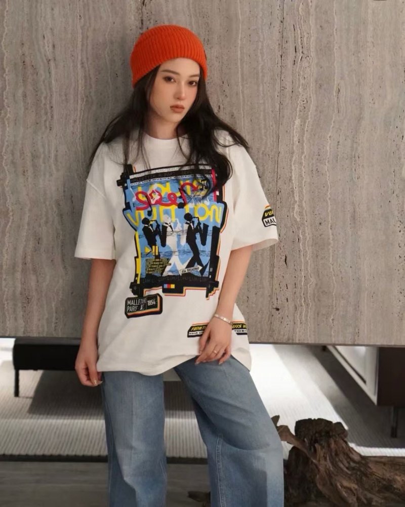 White Graphic Print Short Sleeve T-Shirt with Badge Details view