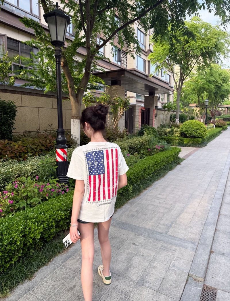 Chrome Hearts Vertical Flag Print Crew Neck T-Shirt White view