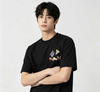 Black Graphic Print Short Sleeve T-Shirt view 3