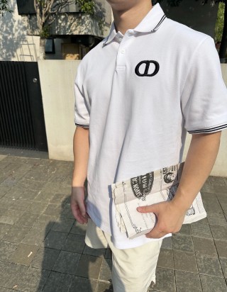 Dior CD Logo White Polo Shirt view 3