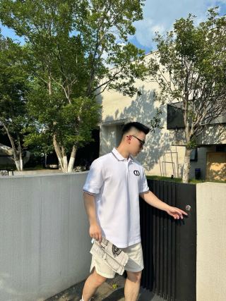 Dior CD Logo White Polo Shirt view 6