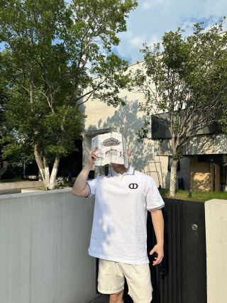 Dior CD Logo White Polo Shirt view 7