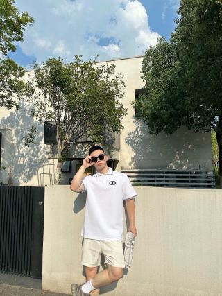 Dior CD Logo White Polo Shirt view 8