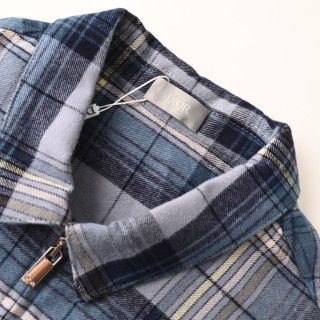 Dior CD Blue Plaid Zip Shirt Jacket view 4