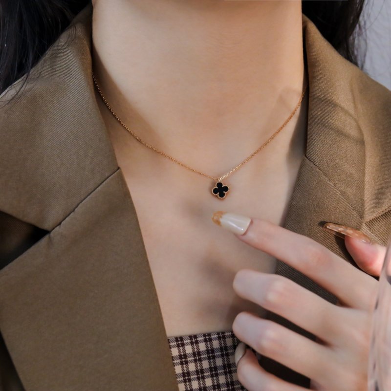 Black Clover Pendant Gold Chain Necklace view