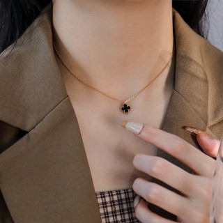 Black Clover Pendant Gold Chain Necklace view 2