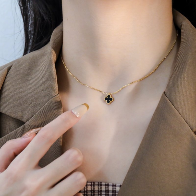 Black Clover Pendant Gold Chain Necklace view