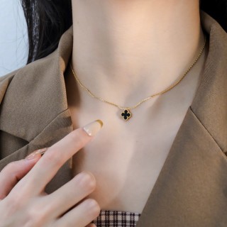 Black Clover Pendant Gold Chain Necklace view 4