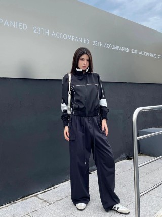 Black & White Stripe Track Jacket view 2