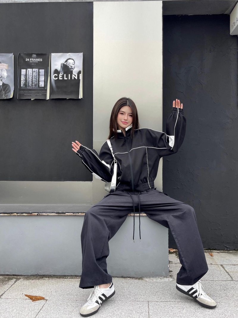 Black & White Stripe Track Jacket view