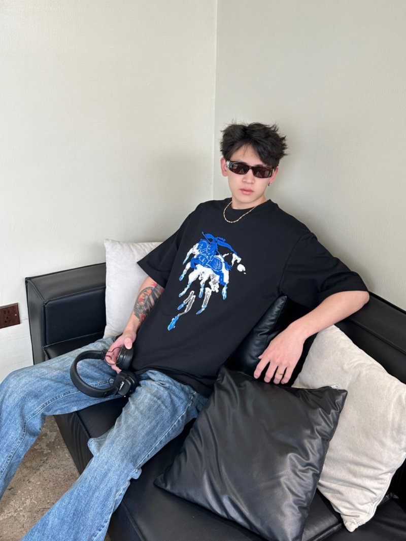 Black Graphic Print Oversized T-Shirt - Blue Drip Globe Design view