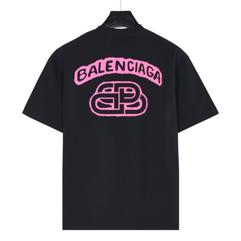 Balenciaga Logo Black T-Shirt Pink Print view