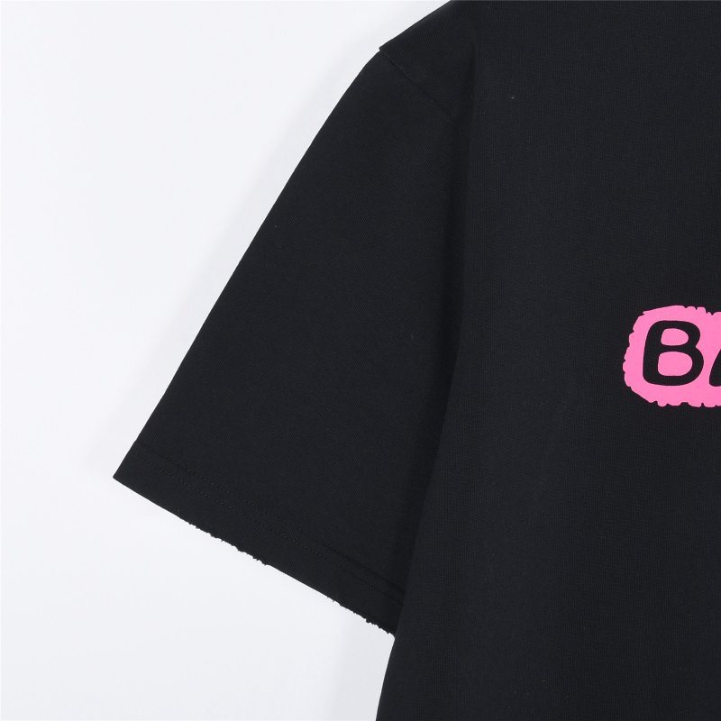 Balenciaga Logo Black T-Shirt Pink Print view