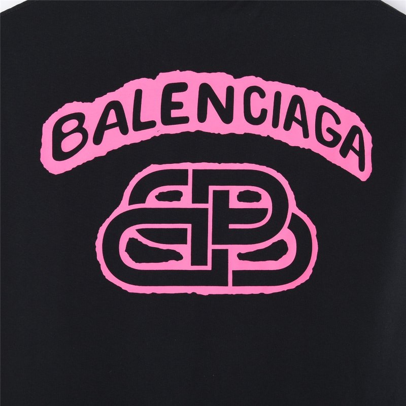 Balenciaga Logo Black T-Shirt Pink Print view