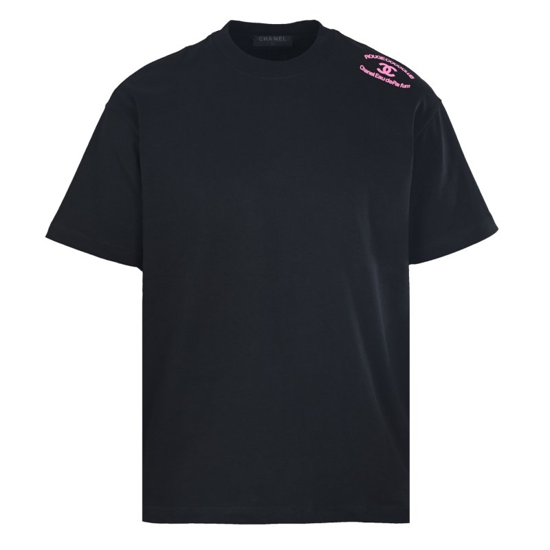 Chanel Rouge Coco Club Black T-Shirt with Pink Logo Print view