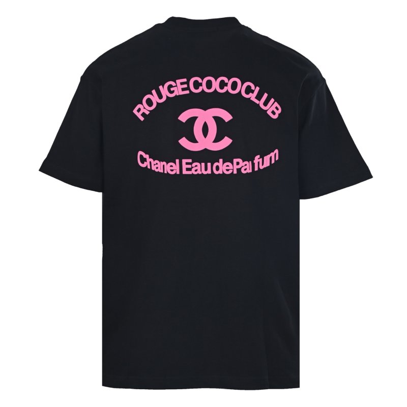 Chanel Rouge Coco Club Black T-Shirt with Pink Logo Print view