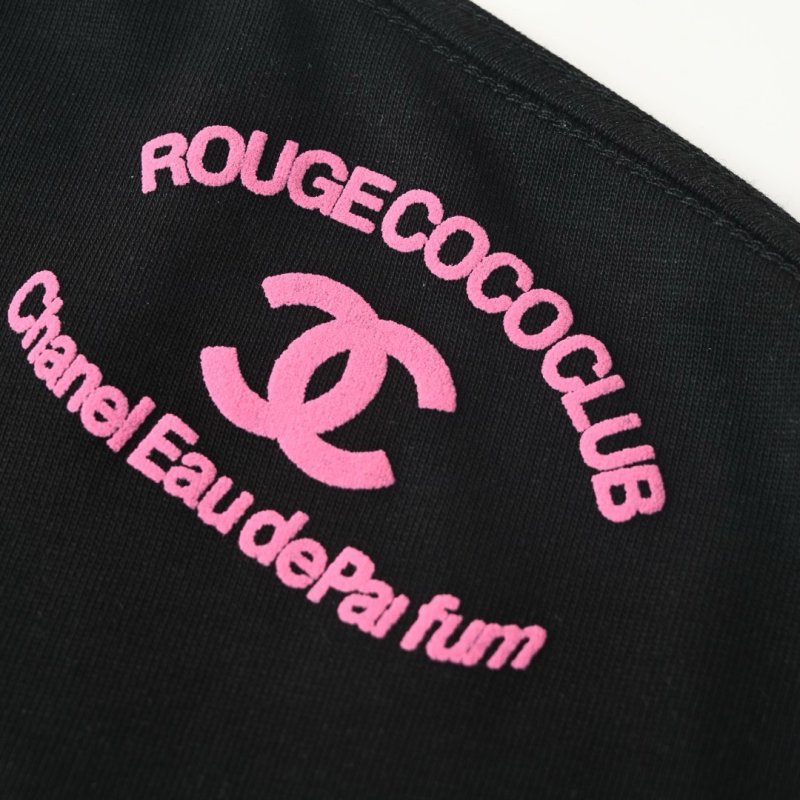 Chanel Rouge Coco Club Black T-Shirt with Pink Logo Print view
