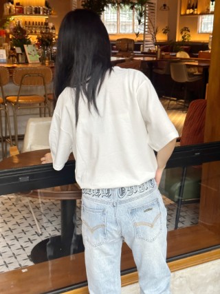 Light Wash High-Waist Straight Leg Denim Jeans view 3