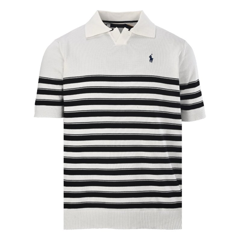 Polo Ralph Lauren White & Navy Striped Polo Shirt view