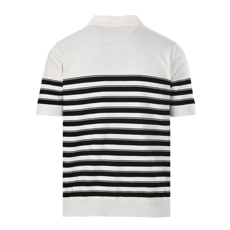 Polo Ralph Lauren White & Navy Striped Polo Shirt view