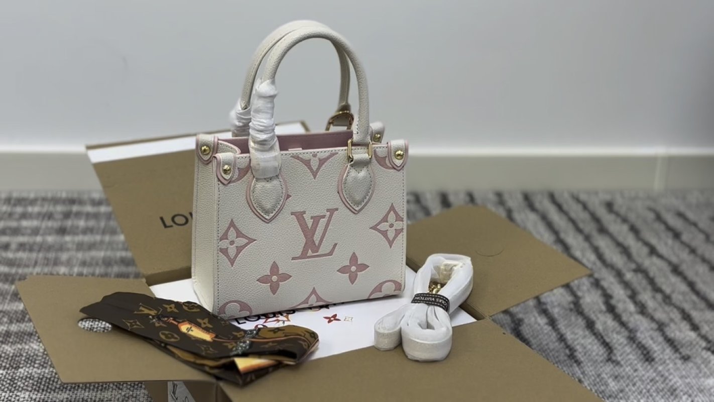 Louis Vuitton Monogram Canvas Tote Bag White Pink