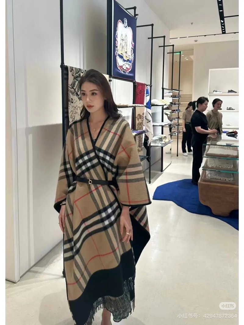 Burberry Check Jacquard Cape Wrap Shawl Beige view