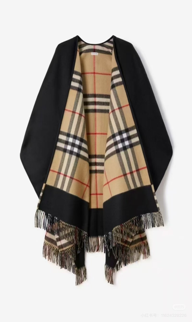 Burberry Check Jacquard Cape Wrap Shawl Beige view