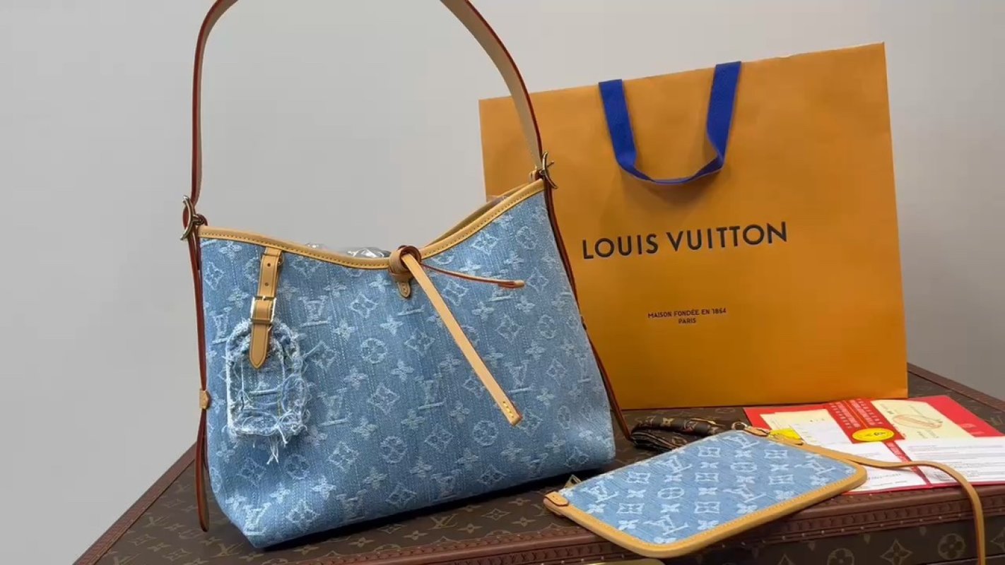 Louis Vuitton Monogram Denim Shoulder Bag Blue