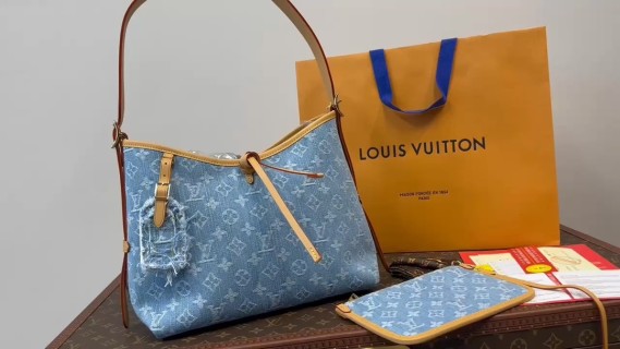 Louis Vuitton Monogram Denim Shoulder Bag Blue