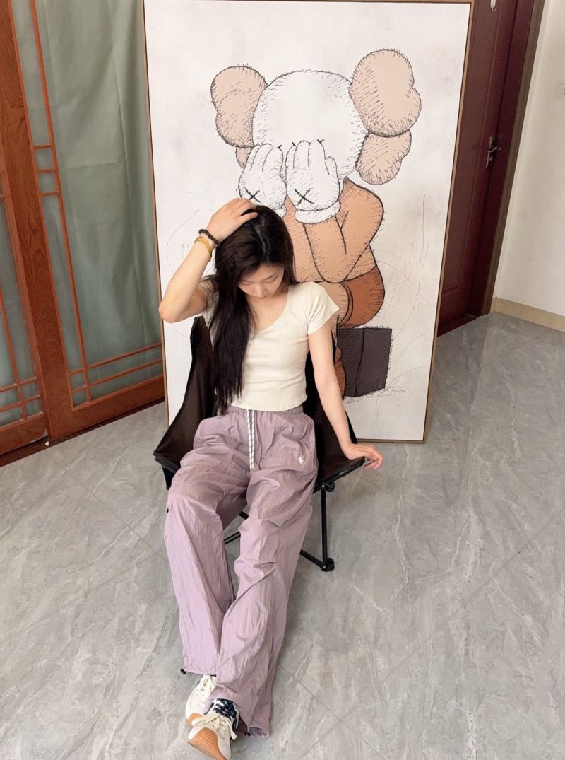 Lavender Wide-Leg Drawstring Pants view