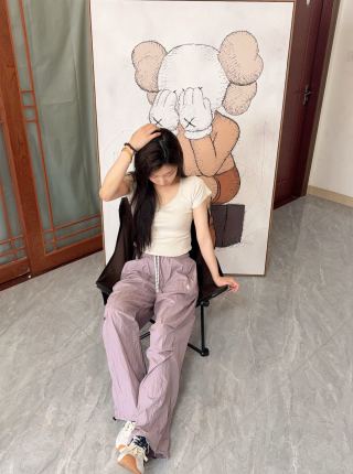 Lavender Wide-Leg Drawstring Pants view 2