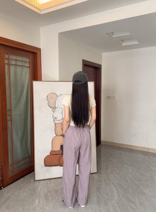 Lavender Wide-Leg Drawstring Pants view 3