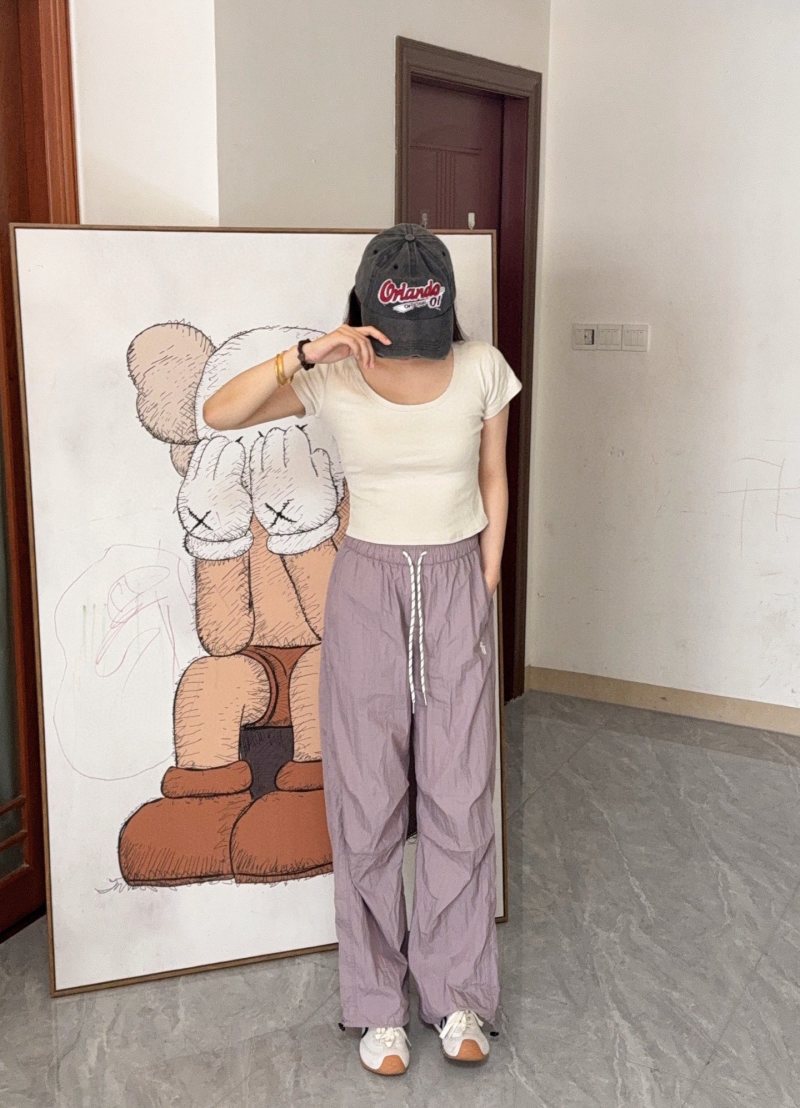 Lavender Wide-Leg Drawstring Pants view