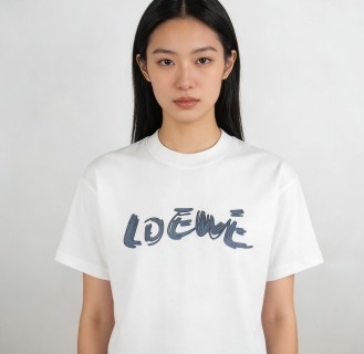 White LOEWE Graphic Print Short Sleeve T-Shirt