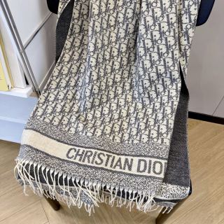 Dior Geometric Jacquard Cashmere Scarf - Charcoal & Cream view 5