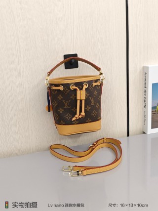 Louis Vuitton Nano Monogram Canvas Bucket Bag Tan